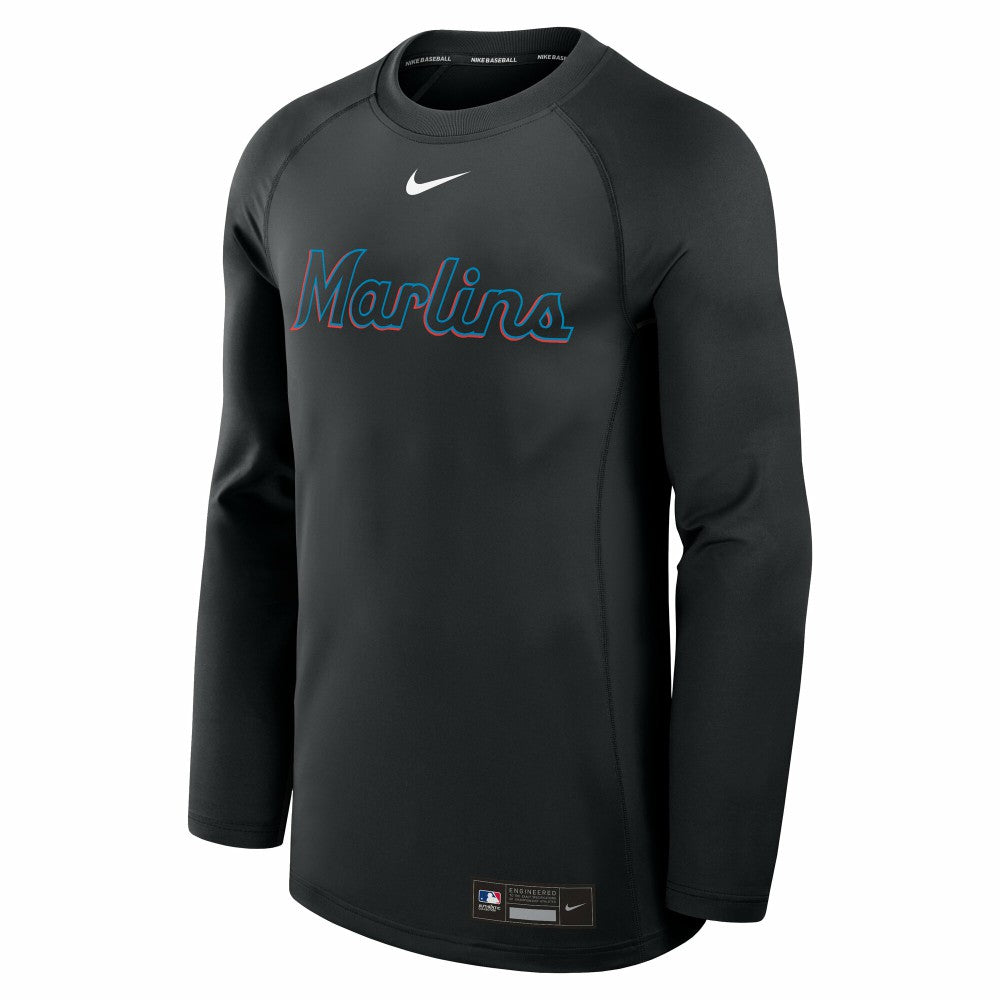 Miami Marlins Authentic Collection Game Time Raglan Dri-FIT Long Sleeve T-Shirt Black