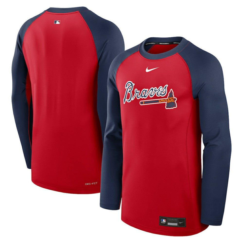 Atlanta Braves Authentic Collection Game Time Raglan Dri-FIT Long Sleeve T-Shirt Red/Navy