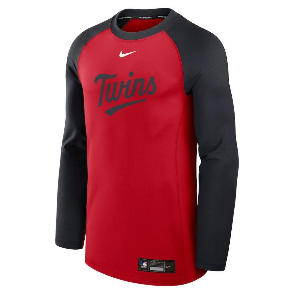 Minnesota Twins Authentic Collection Game Time Raglan Dri-FIT Long Sleeve T-Shirt Red/Navy