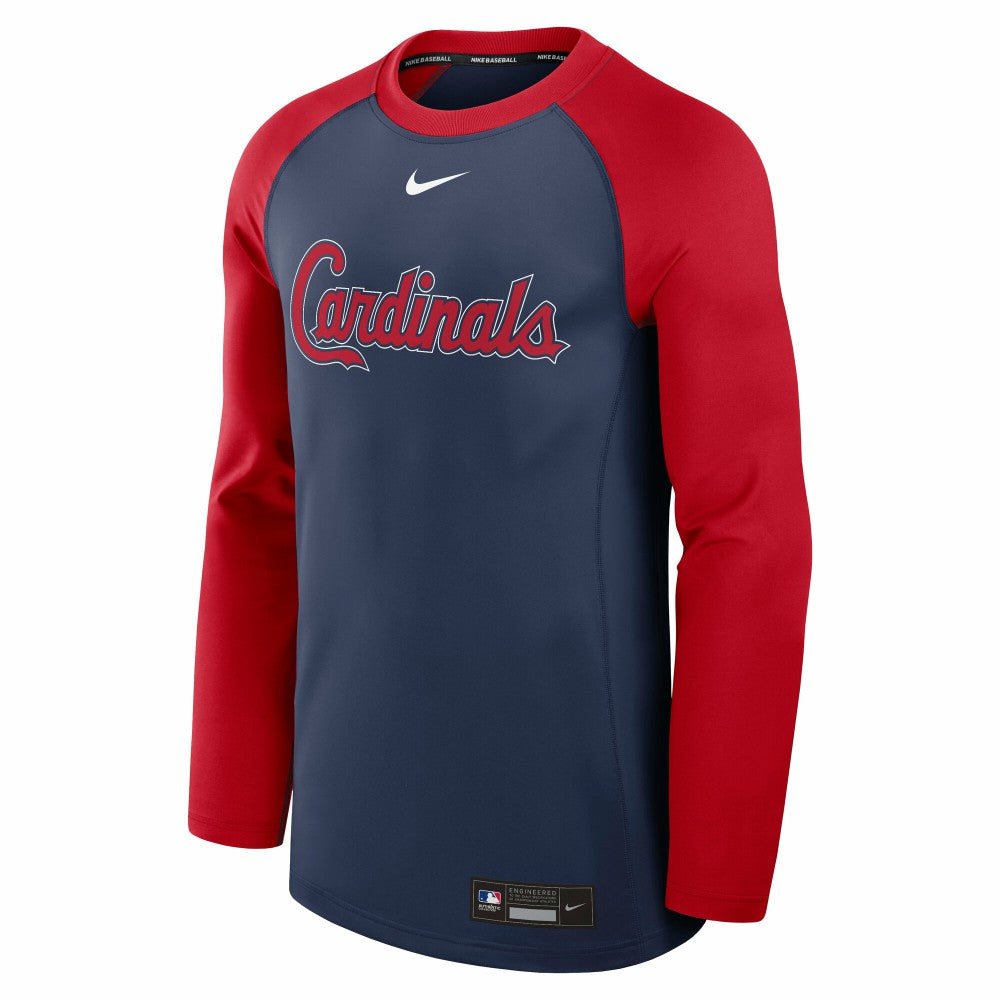 St. Louis Cardinals Authentic Collection Game Time Raglan Dri-FIT Long Sleeve T-Shirt Navy/Red