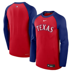 Texas Rangers Authentic Collection Game Time Raglan Dri-FIT Long Sleeve T-Shirt Red/Royal