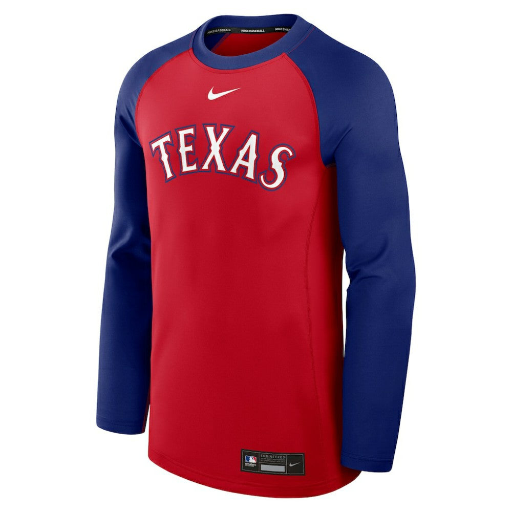 Texas Rangers Authentic Collection Game Time Raglan Dri-FIT Long Sleeve T-Shirt Red/Royal