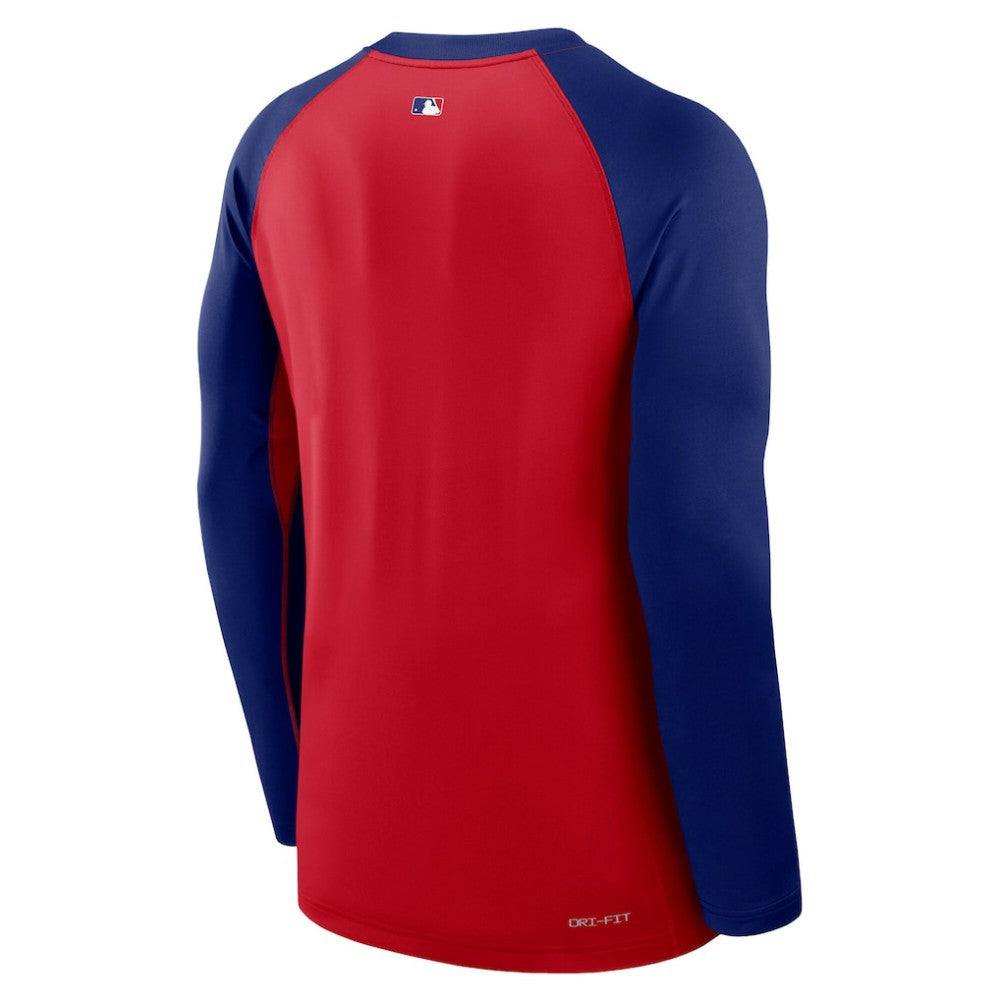 Texas Rangers Authentic Collection Game Time Raglan Dri-FIT Long Sleeve T-Shirt Red/Royal
