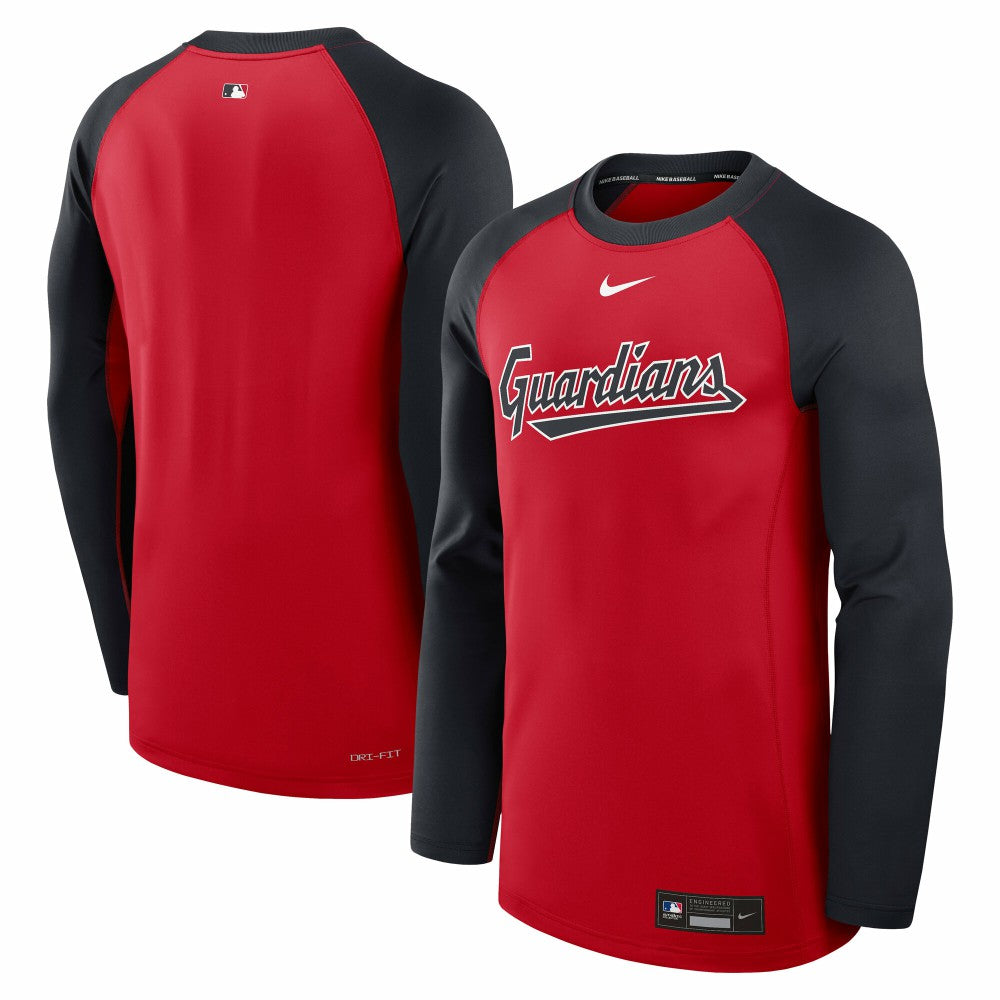 Cleveland Guardians Authentic Collection Game Time Raglan Dri-FIT Long Sleeve T-Shirt Red/Navy