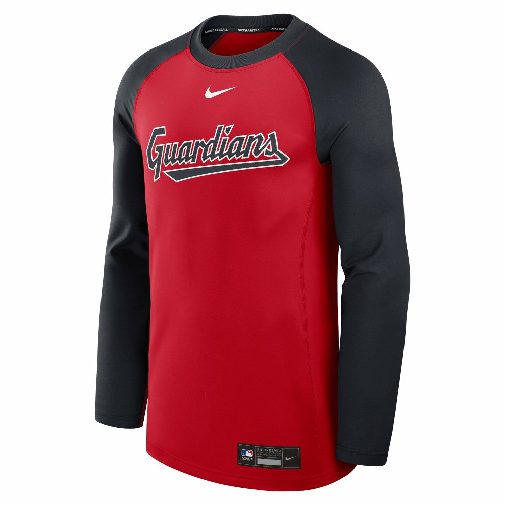 Cleveland Guardians Authentic Collection Game Time Raglan Dri-FIT Long Sleeve T-Shirt Red/Navy