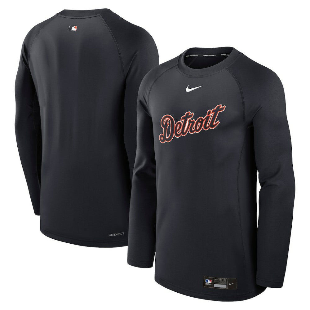 Detroit Tigers Authentic Collection Game Time Raglan Dri-FIT Long Sleeve T-Shirt Navy