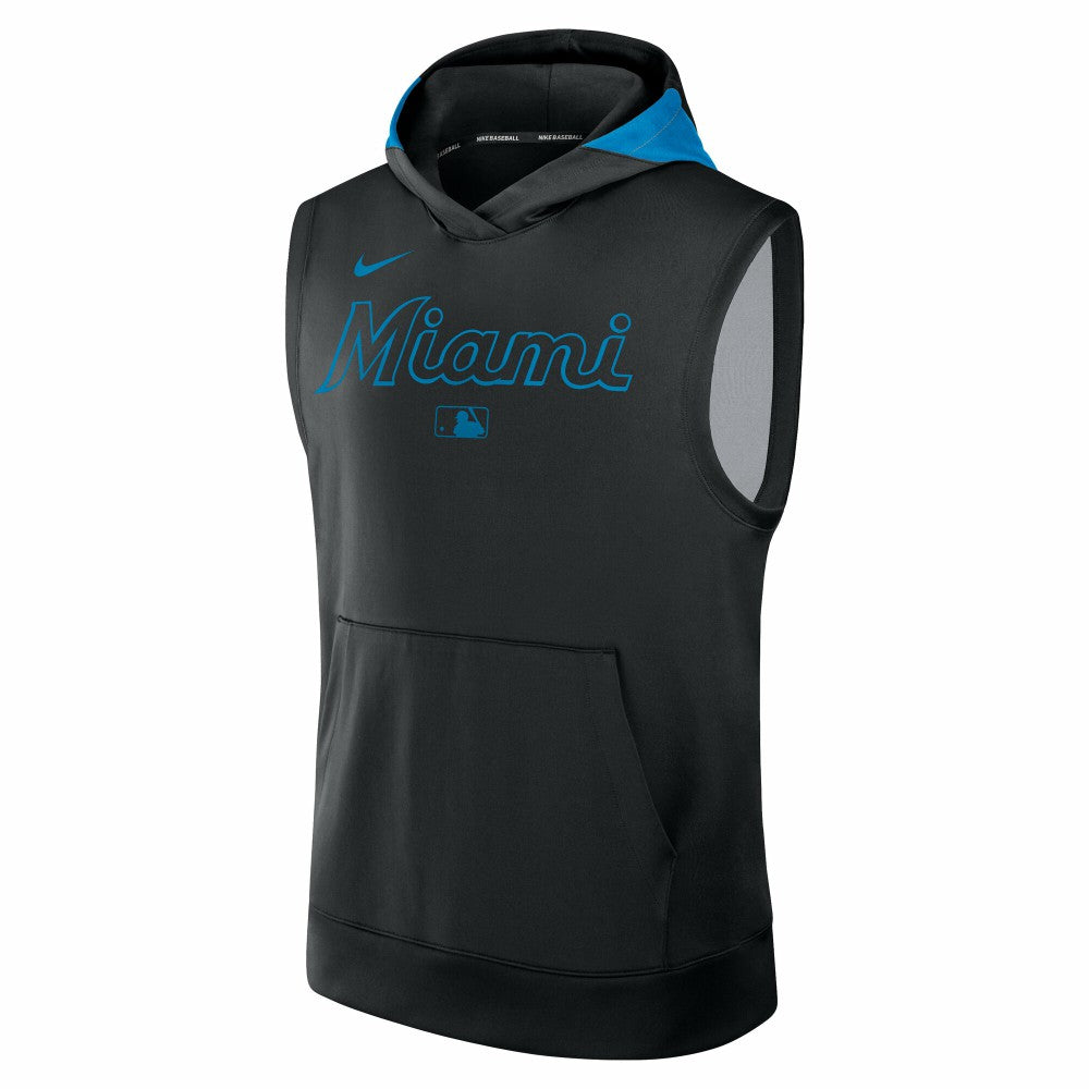 Miami Marlins Authentic Collection Dri-FIT Sleeveless Hoodie Black