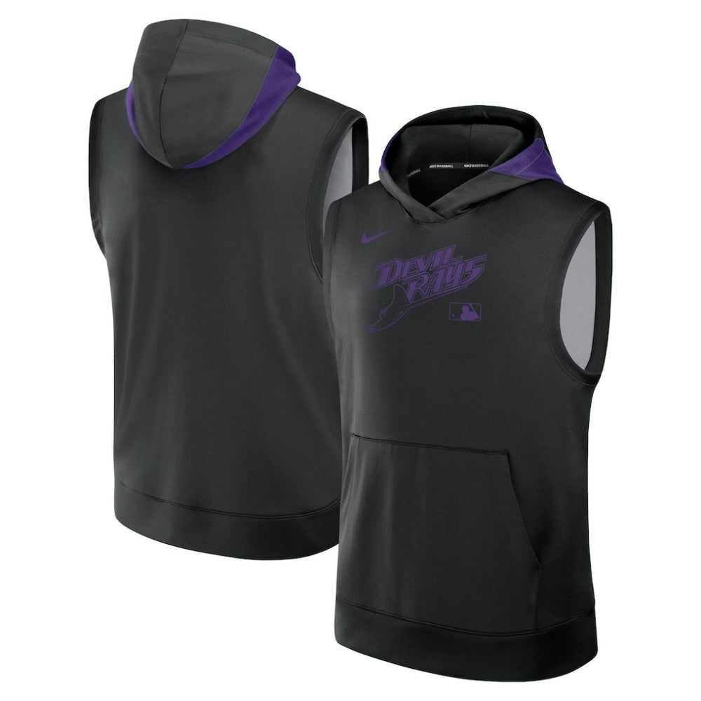 Tampa Bay Rays Authentic Collection Dri-FIT Sleeveless Hoodie Black