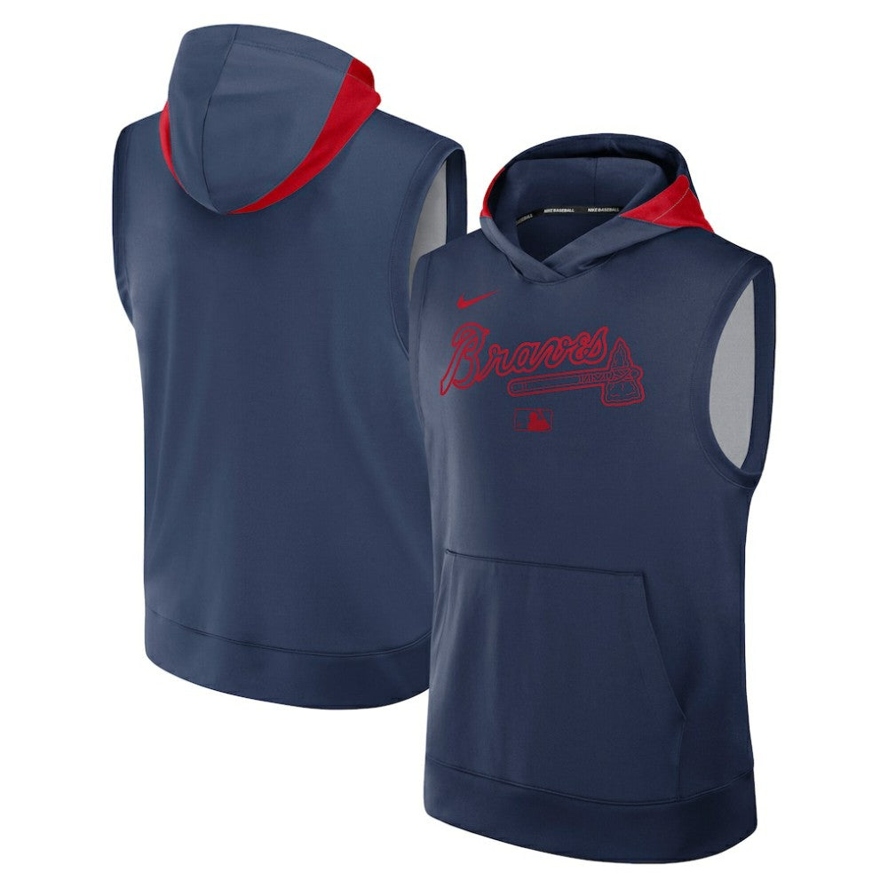Atlanta Braves Authentic Collection Dri-FIT Sleeveless Hoodie Navy