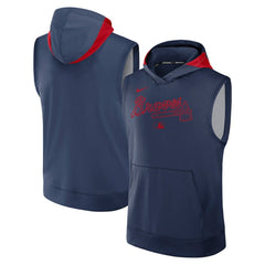 Atlanta Braves Authentic Collection Dri-FIT Sleeveless Hoodie Navy