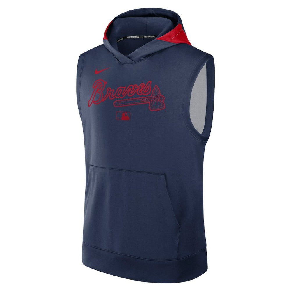 Atlanta Braves Authentic Collection Dri-FIT Sleeveless Hoodie Navy