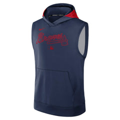 Atlanta Braves Authentic Collection Dri-FIT Sleeveless Hoodie Navy