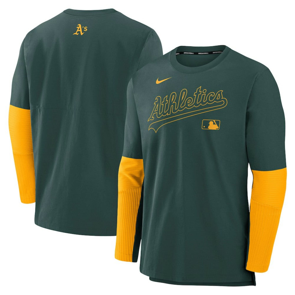 Athletics Authentic Collection Player Dri-FIT Lightweight Pullover  Green/Gold
