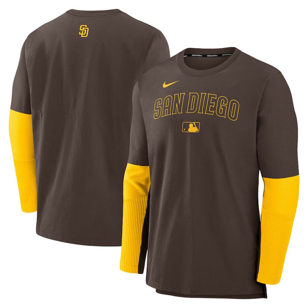 San Diego Padres Authentic Collection Player Dri-FIT Lightweight Pullover  Brown/Gold