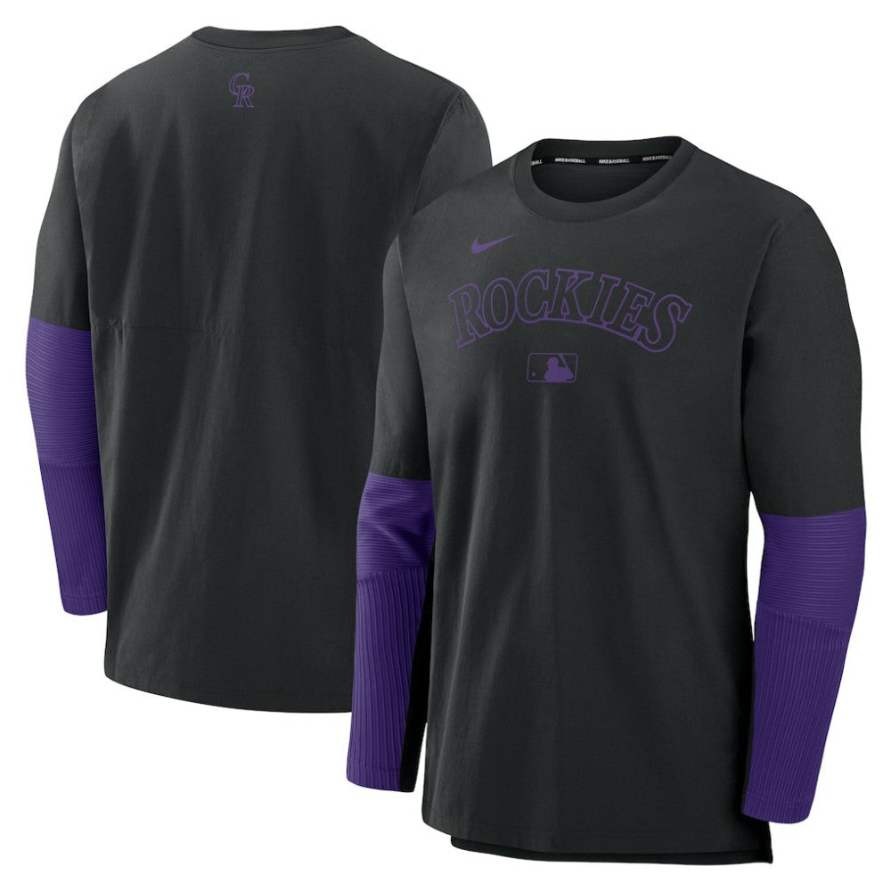 Colorado Rockies Authentic Collection Player Dri-FIT Lightweight Pullover  Black/Purple