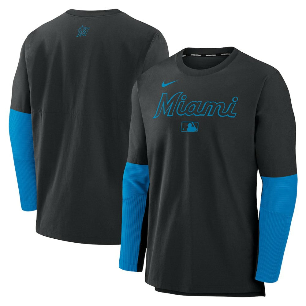 Miami Marlins Authentic Collection Player Dri-FIT Lightweight Pullover  Black