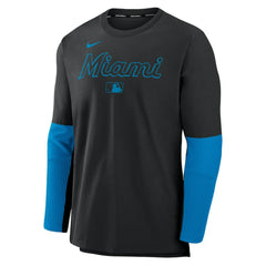 Miami Marlins Authentic Collection Player Dri-FIT Lightweight Pullover  Black