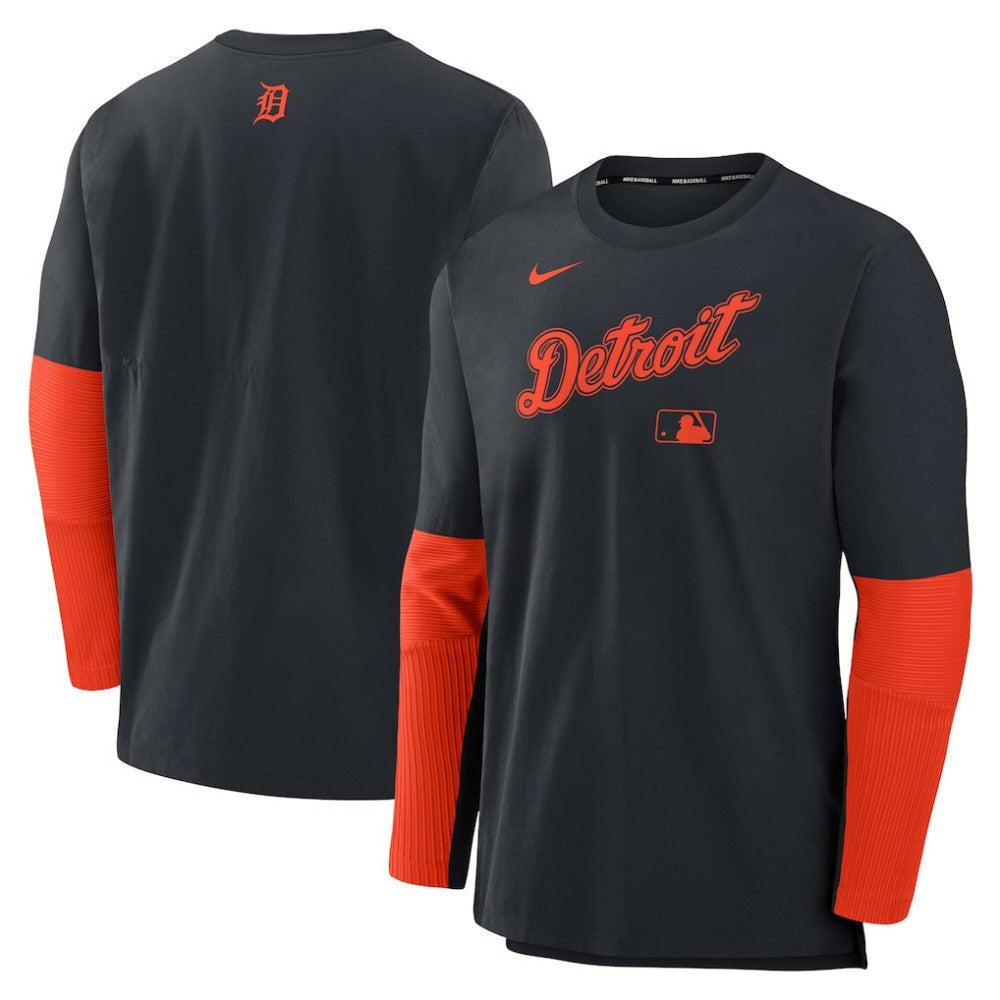 Detroit Tigers Authentic Collection Player Dri-FIT Lightweight Pullover  Navy/Orange