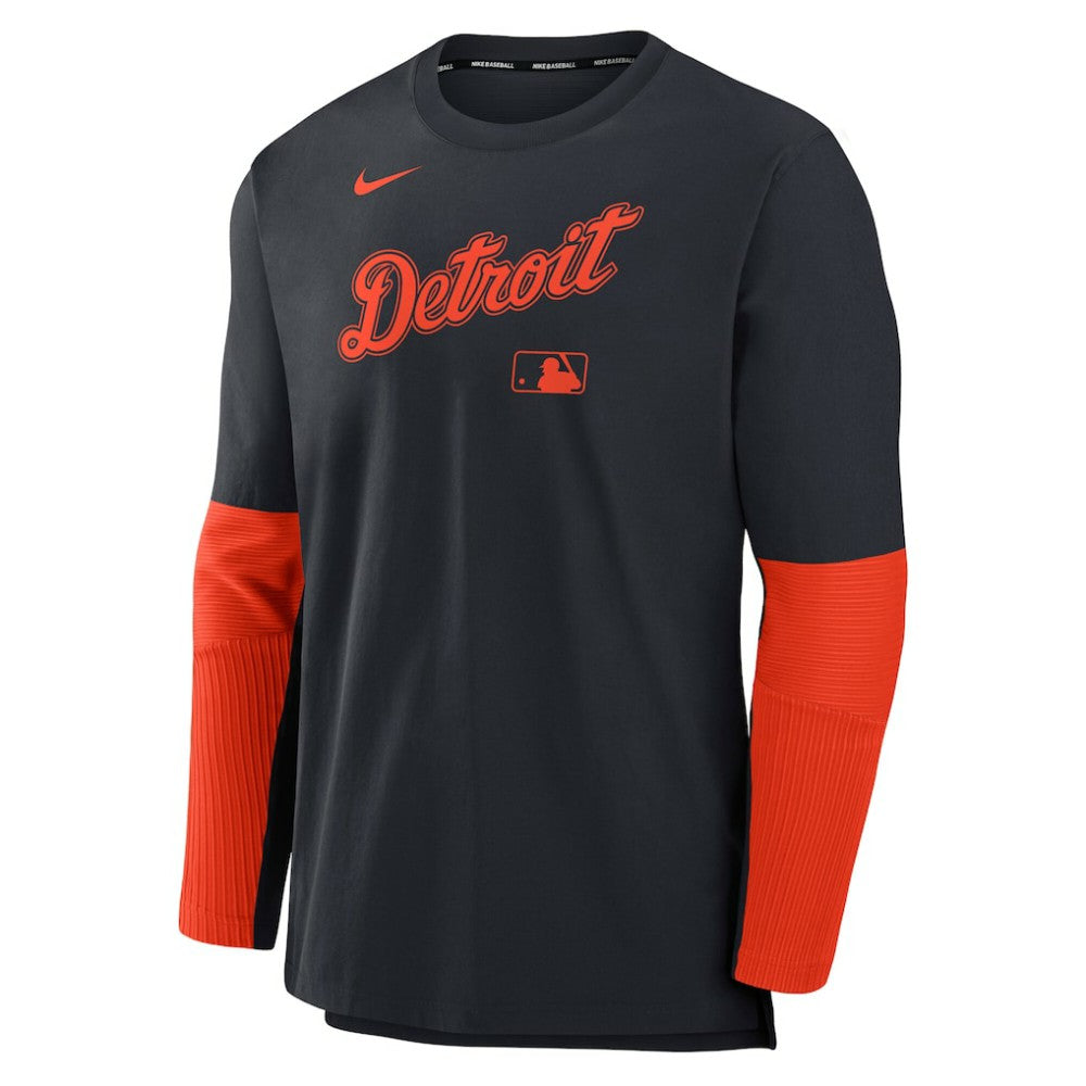 Detroit Tigers Authentic Collection Player Dri-FIT Lightweight Pullover  Navy/Orange
