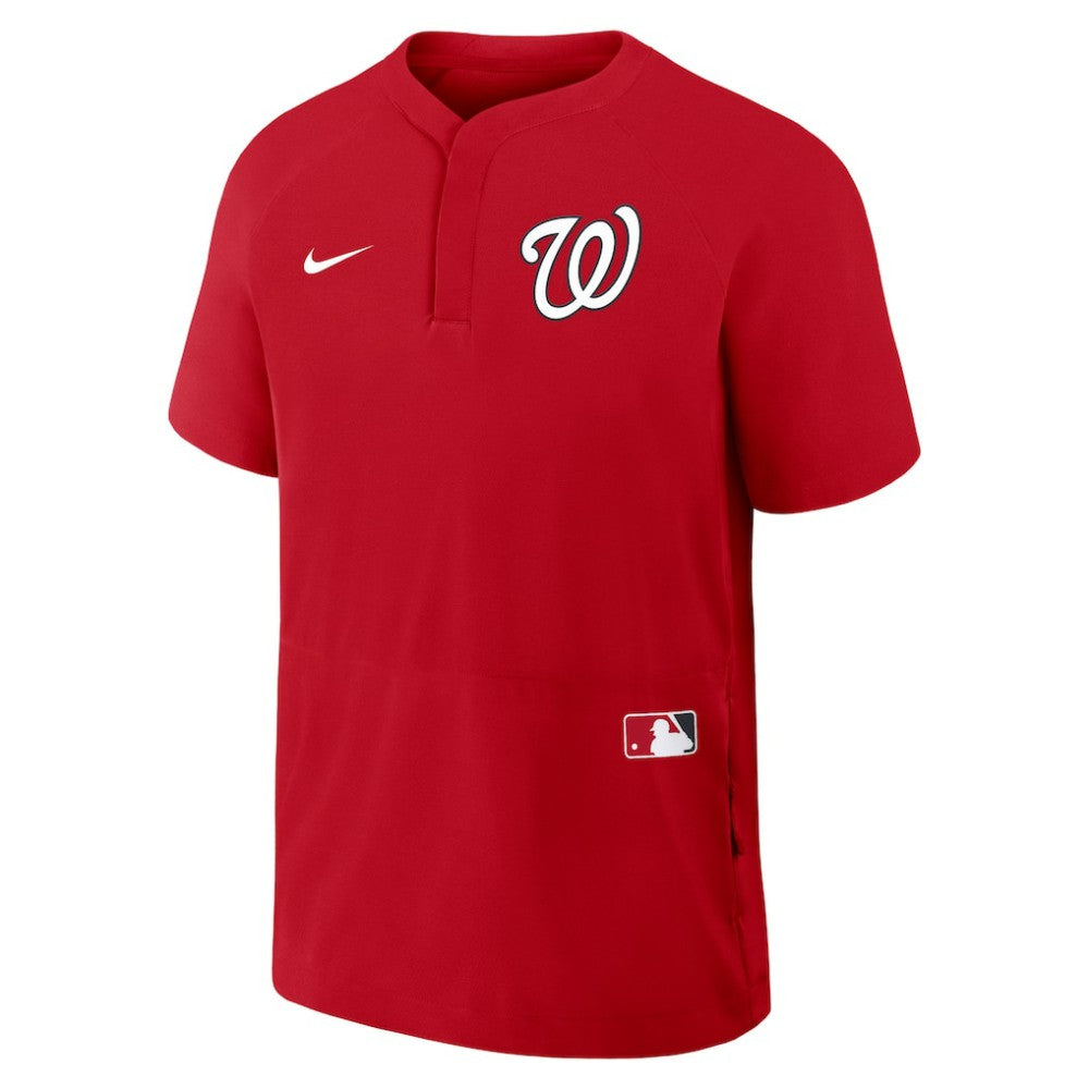 Washington Nationals Authentic Collection Raglan Short Sleeve Windshirt Red