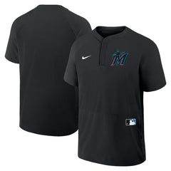 Miami Marlins Authentic Collection Raglan Short Sleeve Windshirt Black