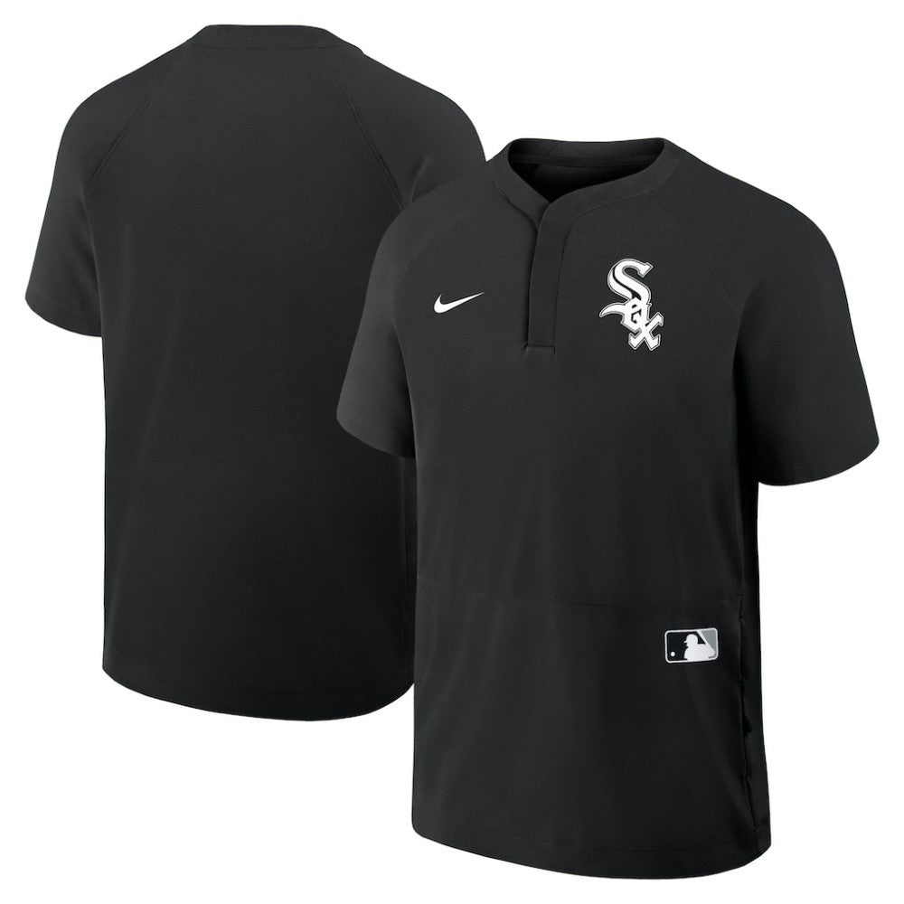 Chicago White Sox Authentic Collection Raglan Short Sleeve Windshirt Black