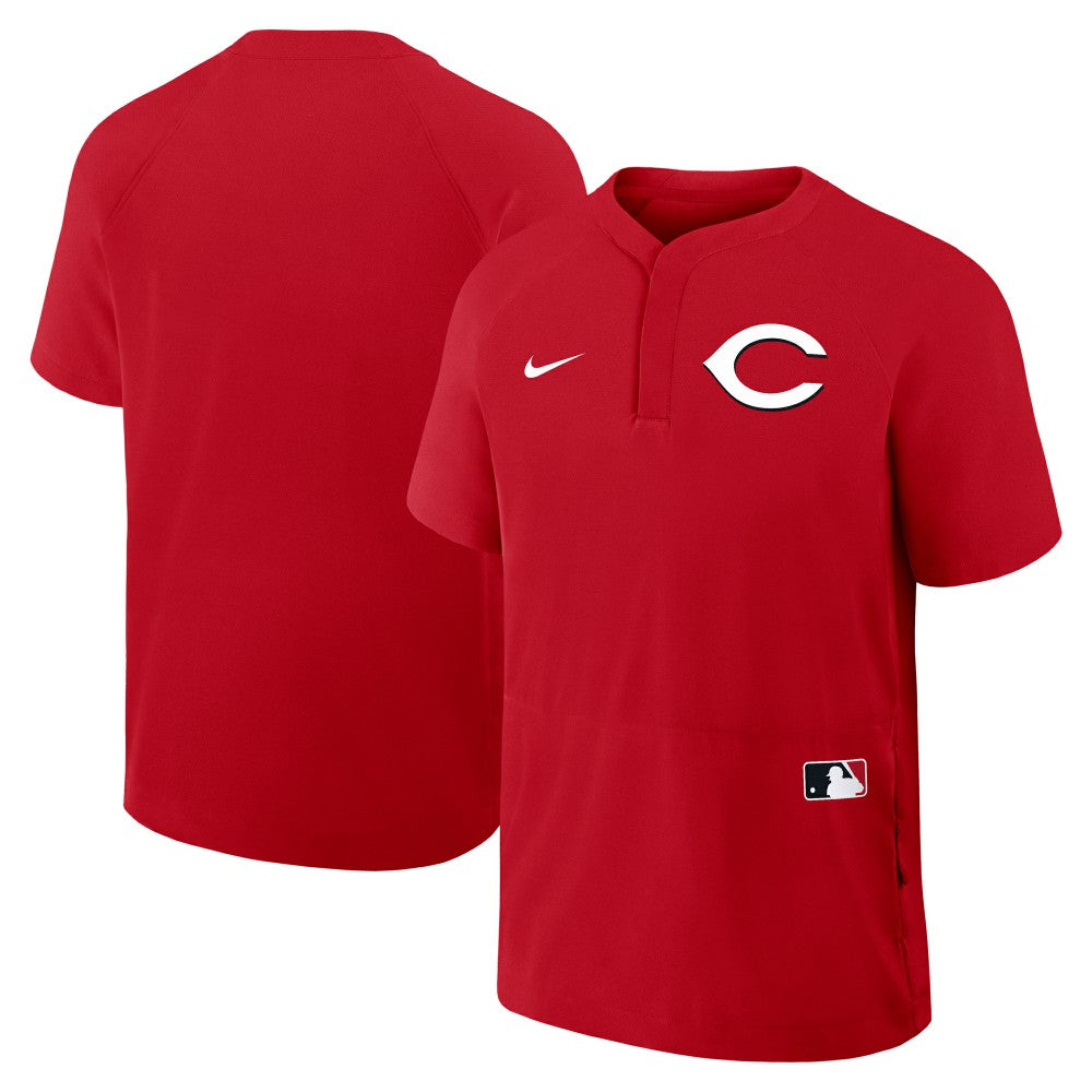 Cincinnati Reds Authentic Collection Raglan Short Sleeve Windshirt Red