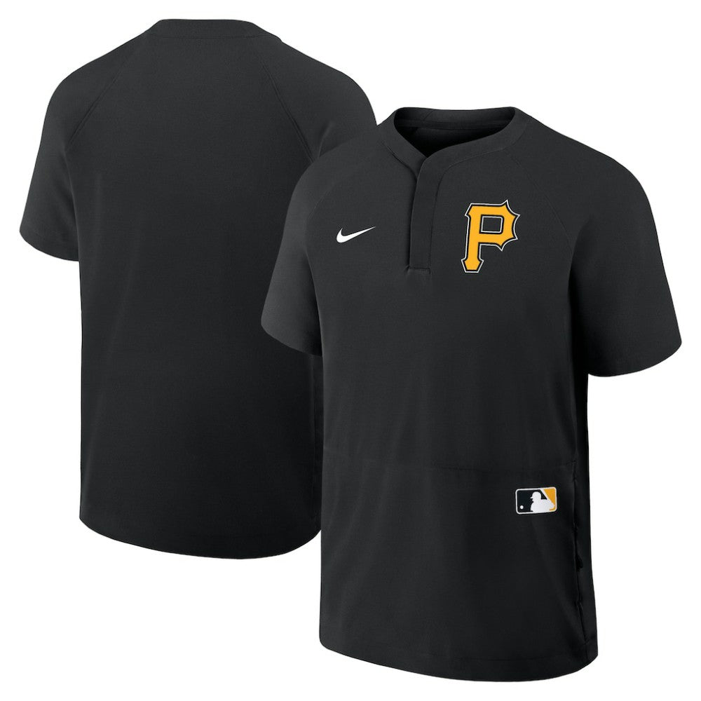 Pittsburgh Pirates Authentic Collection Raglan Short Sleeve Windshirt Black