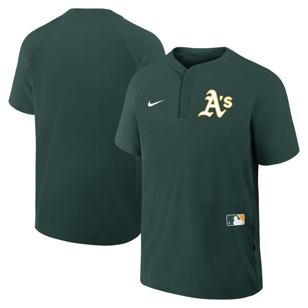 Athletics Authentic Collection Raglan Short Sleeve Windshirt Green