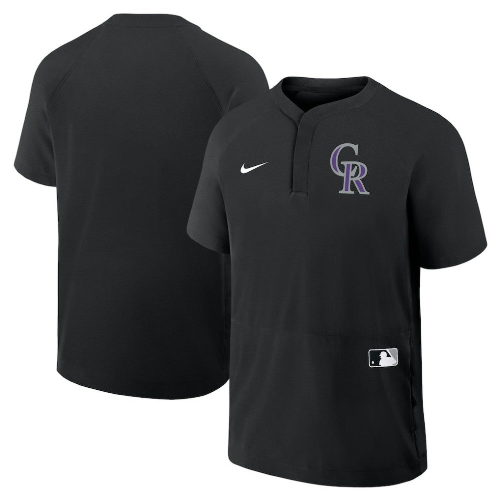 Colorado Rockies Authentic Collection Raglan Short Sleeve Windshirt Black