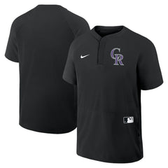 Colorado Rockies Authentic Collection Raglan Short Sleeve Windshirt Black