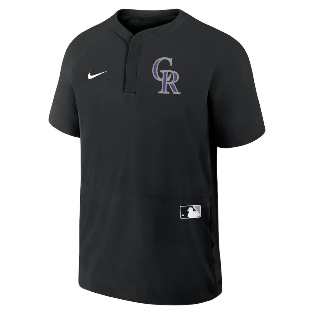 Colorado Rockies Authentic Collection Raglan Short Sleeve Windshirt Black