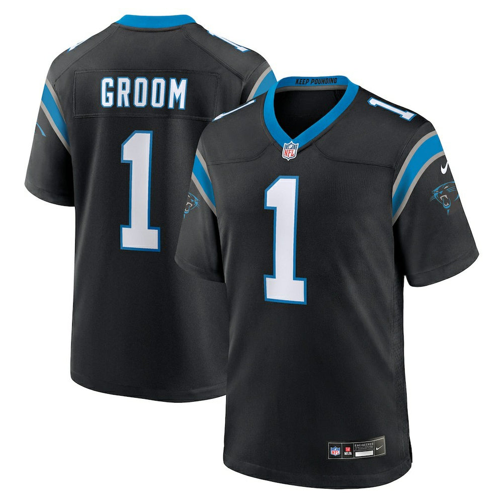 Number 1 Groom Carolina Panthers Game Jersey - Black cheap