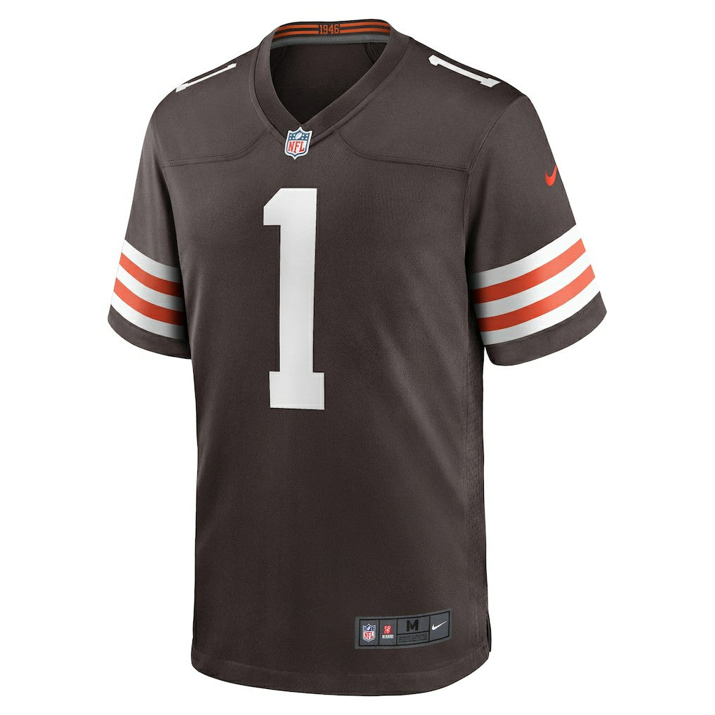 Number 1 Groom Cleveland Browns Game Jersey - Brown sale