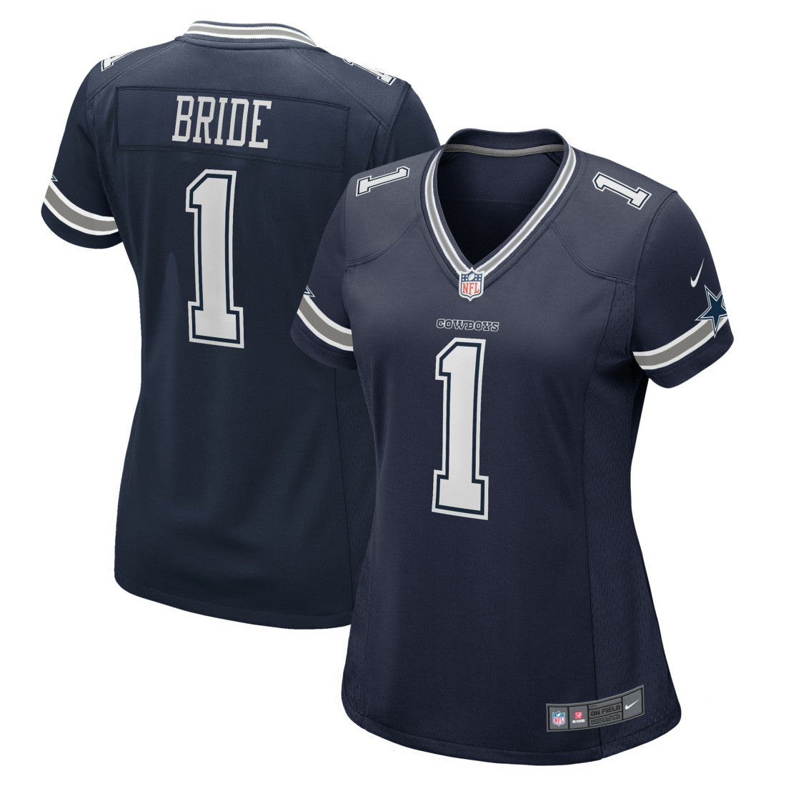 Number 1 Bride Dallas Cowboys Women's Game Jersey - Navy discount