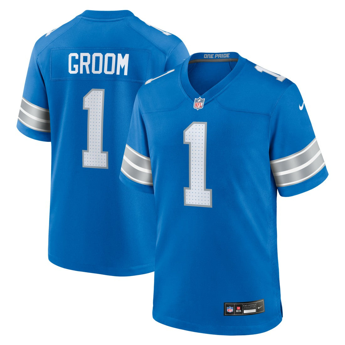 Number 1 Groom Detroit Lions Game Jersey - Blue discount