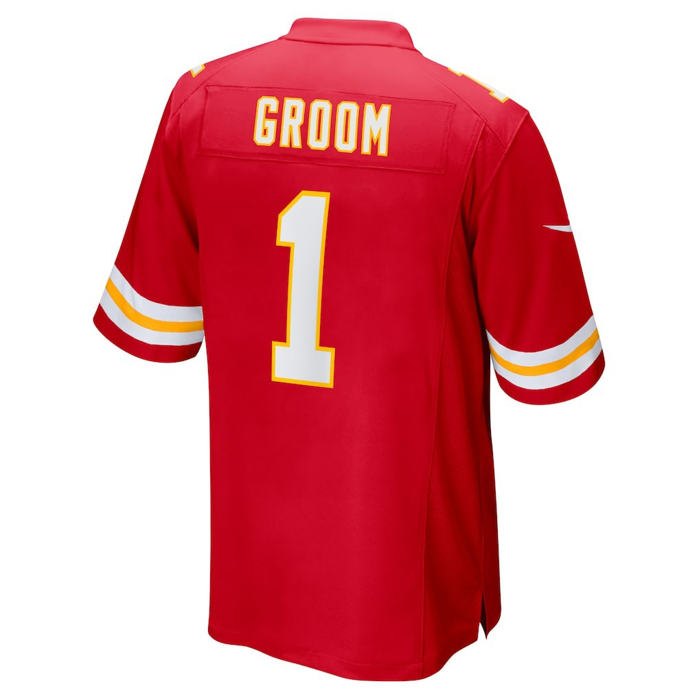 Number 1 Groom Kansas City Chiefs Game Jersey - Red outlet