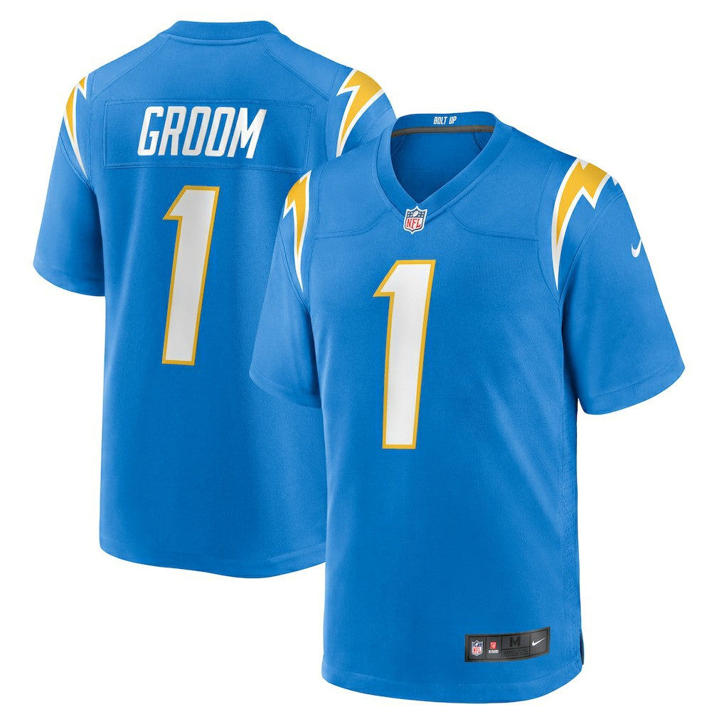 Number 1 Groom Los Angeles Chargers Game Jersey - Powder Blue sale