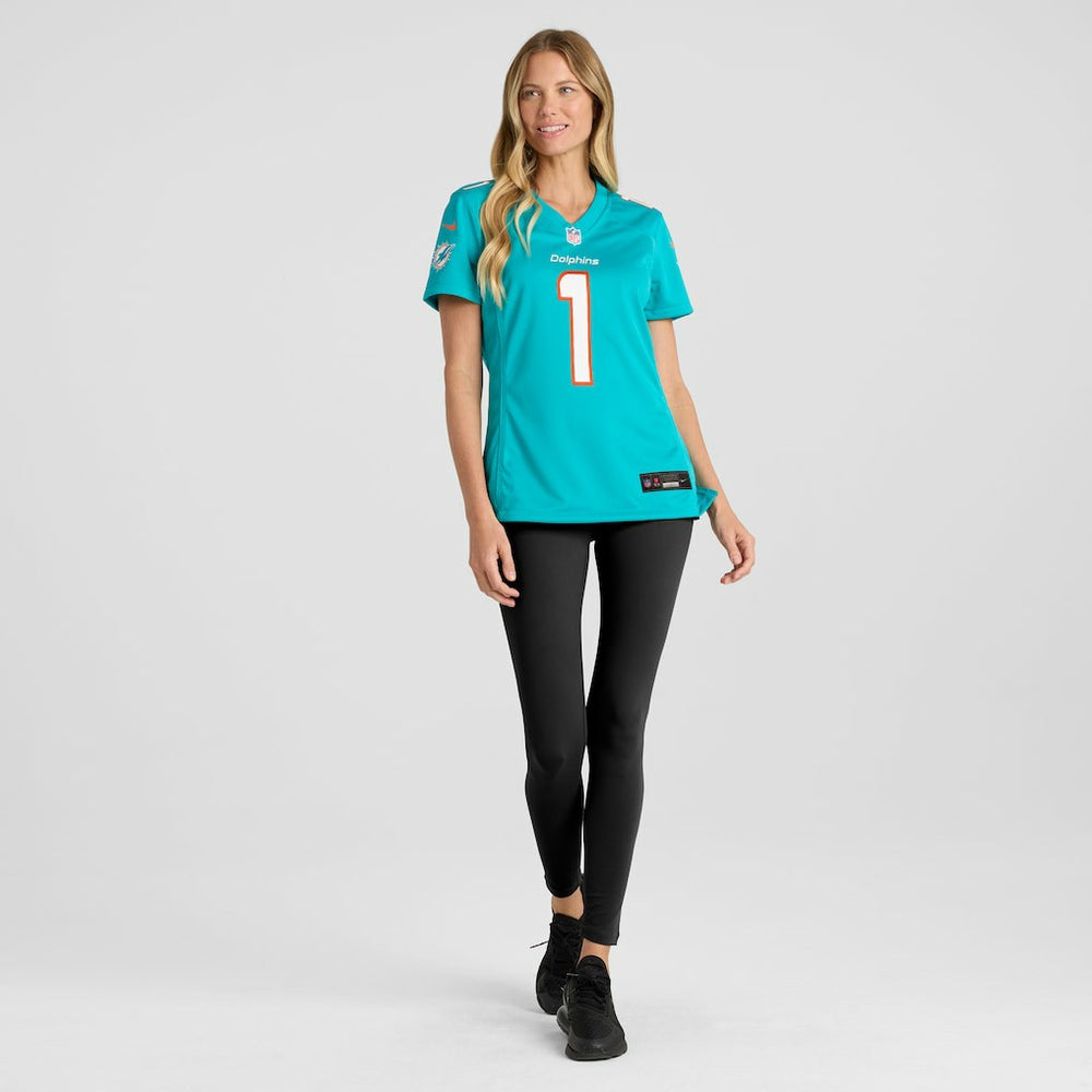 Number 1 Bride Miami Dolphins Women's Game Jersey - Aqua cheap