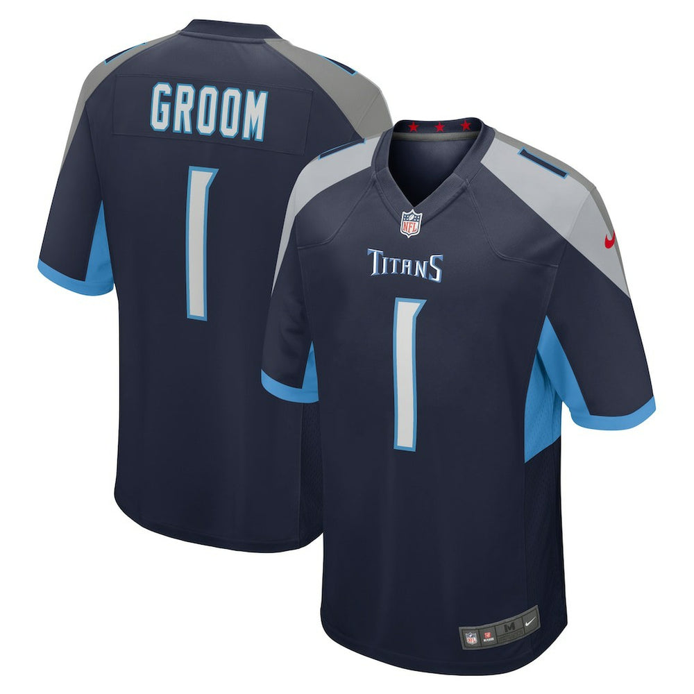Number 1 Groom Tennessee Titans Game Jersey - Navy on sale