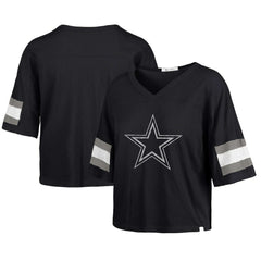 Dallas Cowboys '47 Women's Double Header Scout Cropped V-Neck T-Shirt - Navy discount