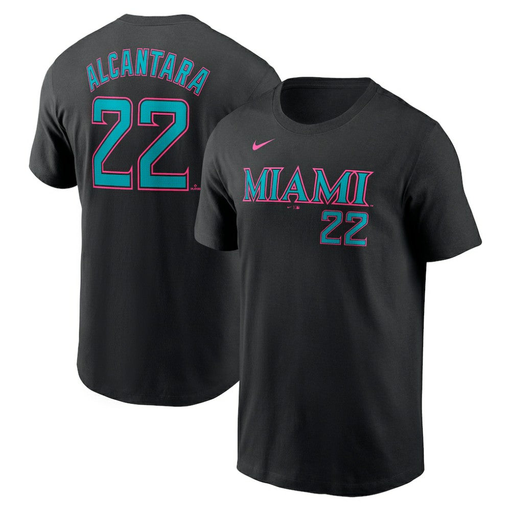Sandy Alcantara Miami Marlins 2025 City Connect Fuse Name & Number T-Shirt Black