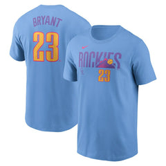Kris Bryant Colorado Rockies 2025 City Connect Fuse Name & Number T-Shirt Light Blue