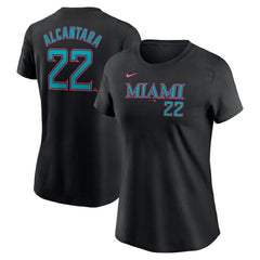 Sandy Alcantara Miami Marlins Women's 2025 City Connect Fuse Name & Number T-Shirt Black