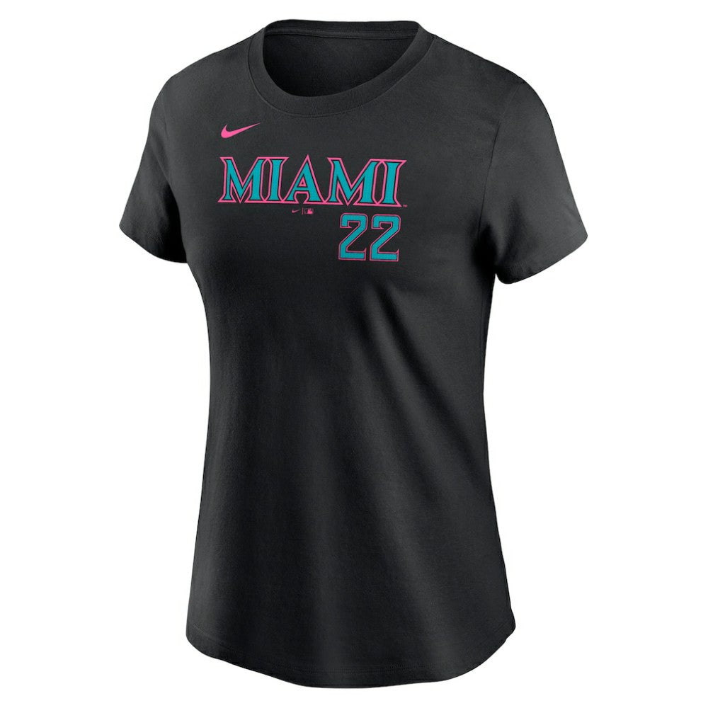 Sandy Alcantara Miami Marlins Women's 2025 City Connect Fuse Name & Number T-Shirt Black