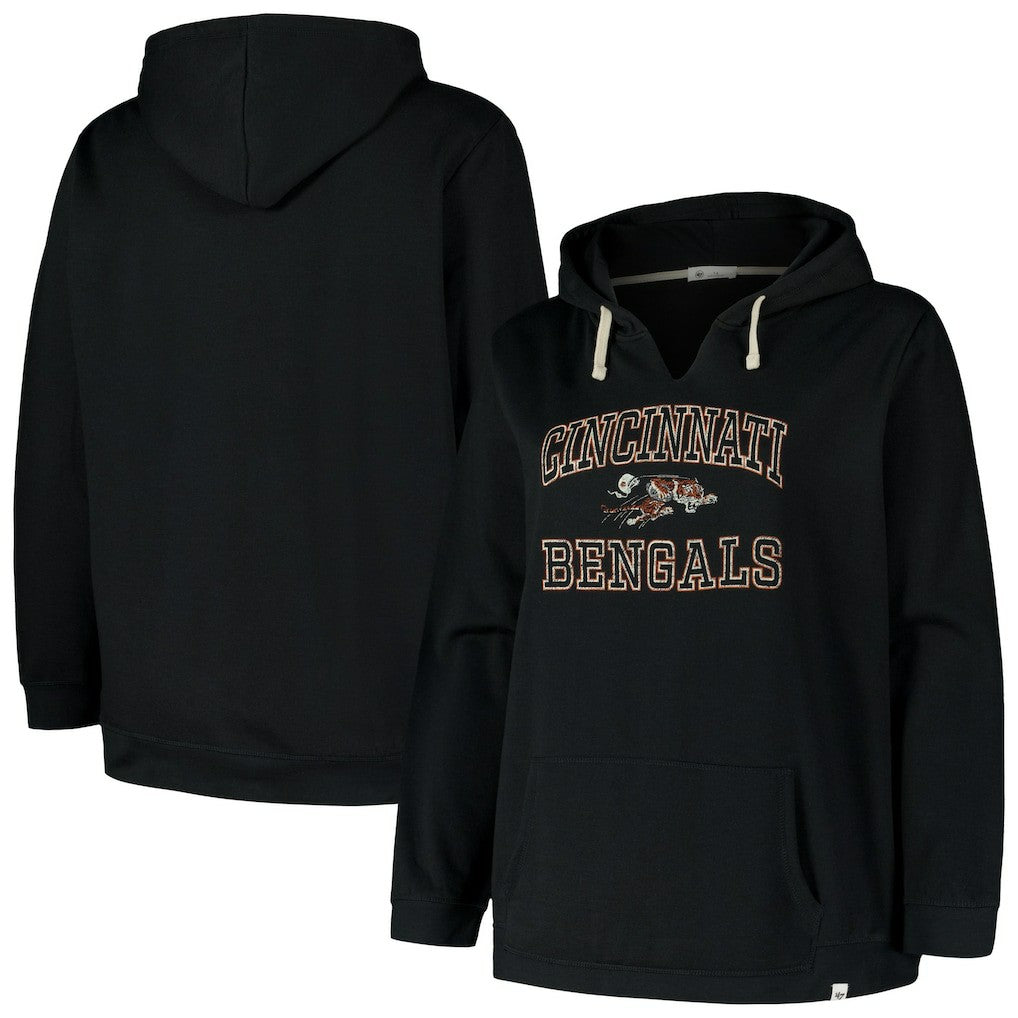 Cincinnati Bengals '47 Women's Plus Size Clarity Kennedy Pullover Hoodie - Black sale
