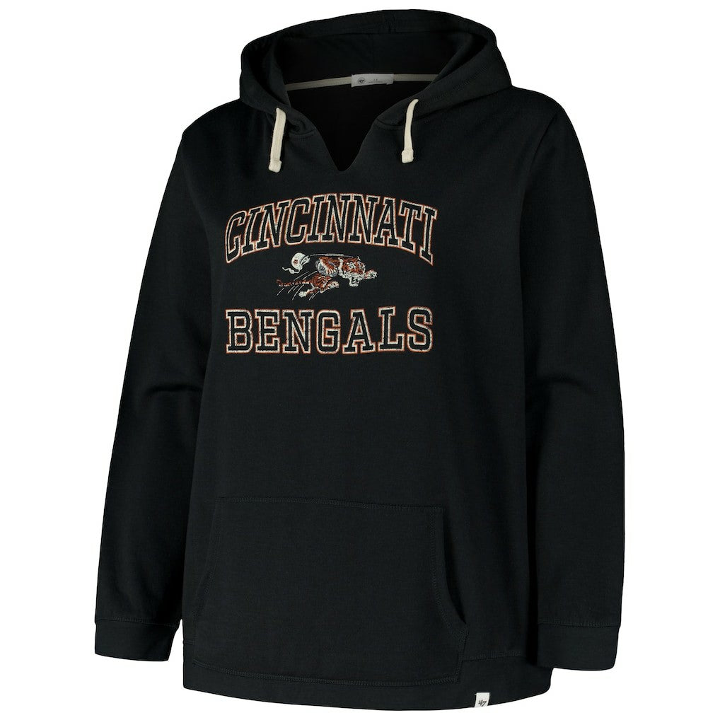 Cincinnati Bengals '47 Women's Plus Size Clarity Kennedy Pullover Hoodie - Black sale