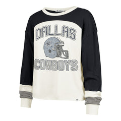 Dallas Cowboys '47 Women's Plus Size Double Header Curve Toni Long Sleeve T-Shirt - Cream/Navy sale