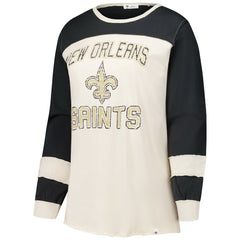New Orleans Saints '47 Women's Plus Size Double Header Curve Toni Long Sleeve T-Shirt - Cream/Black online
