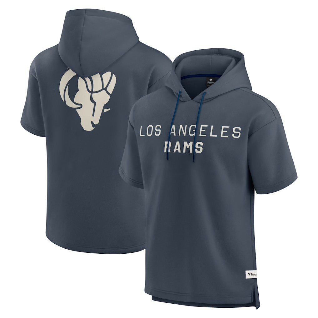 Los Angeles Rams Elements Future Ground Lettering Short Sleeve Pullover Hoodie - Navy cheap